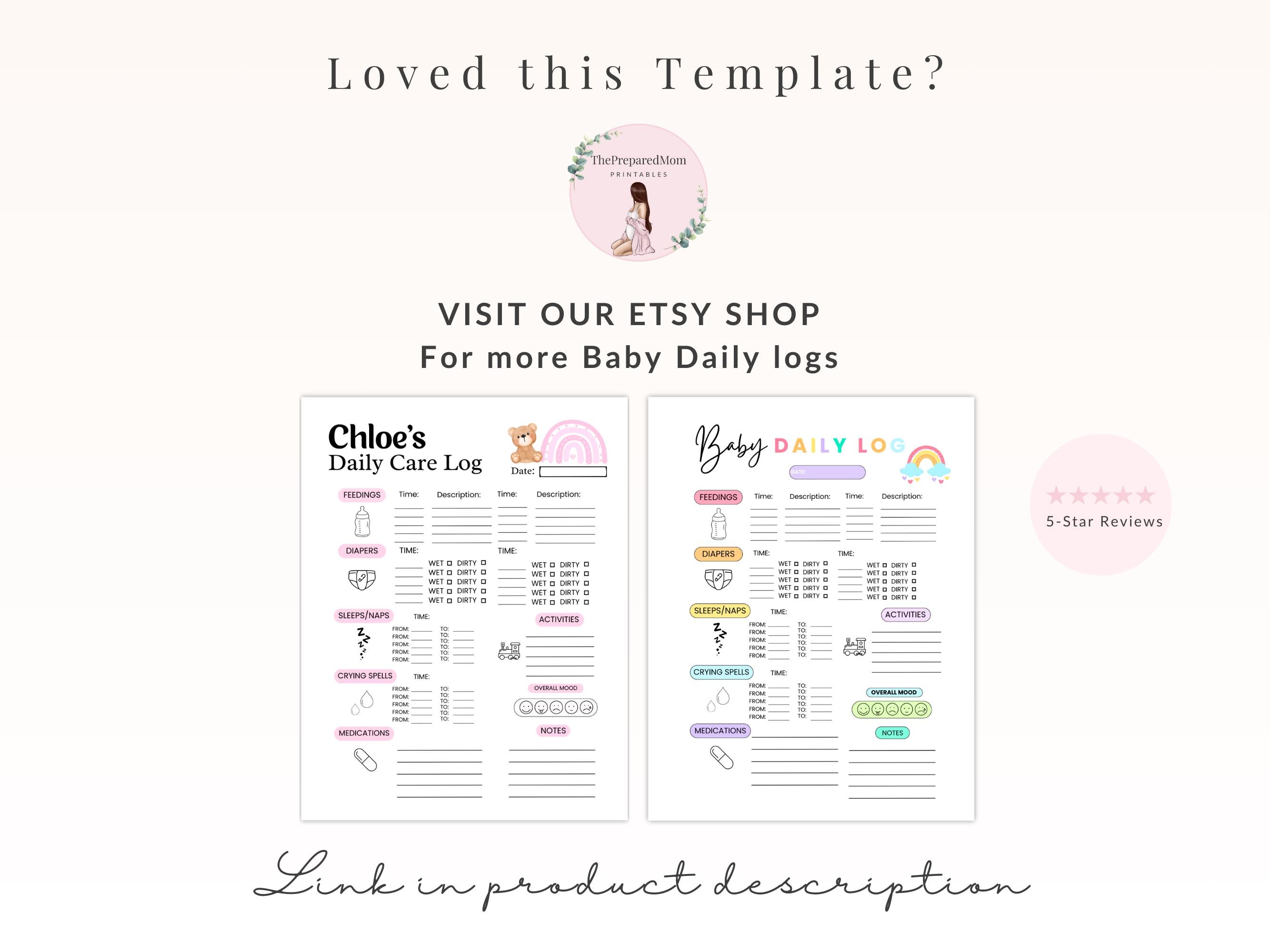 Baby boy Daily Log, Newborn Medication & feeding tracker, Diaper changing record, Baby sleep schedule, Activity log, Infant Daycare report