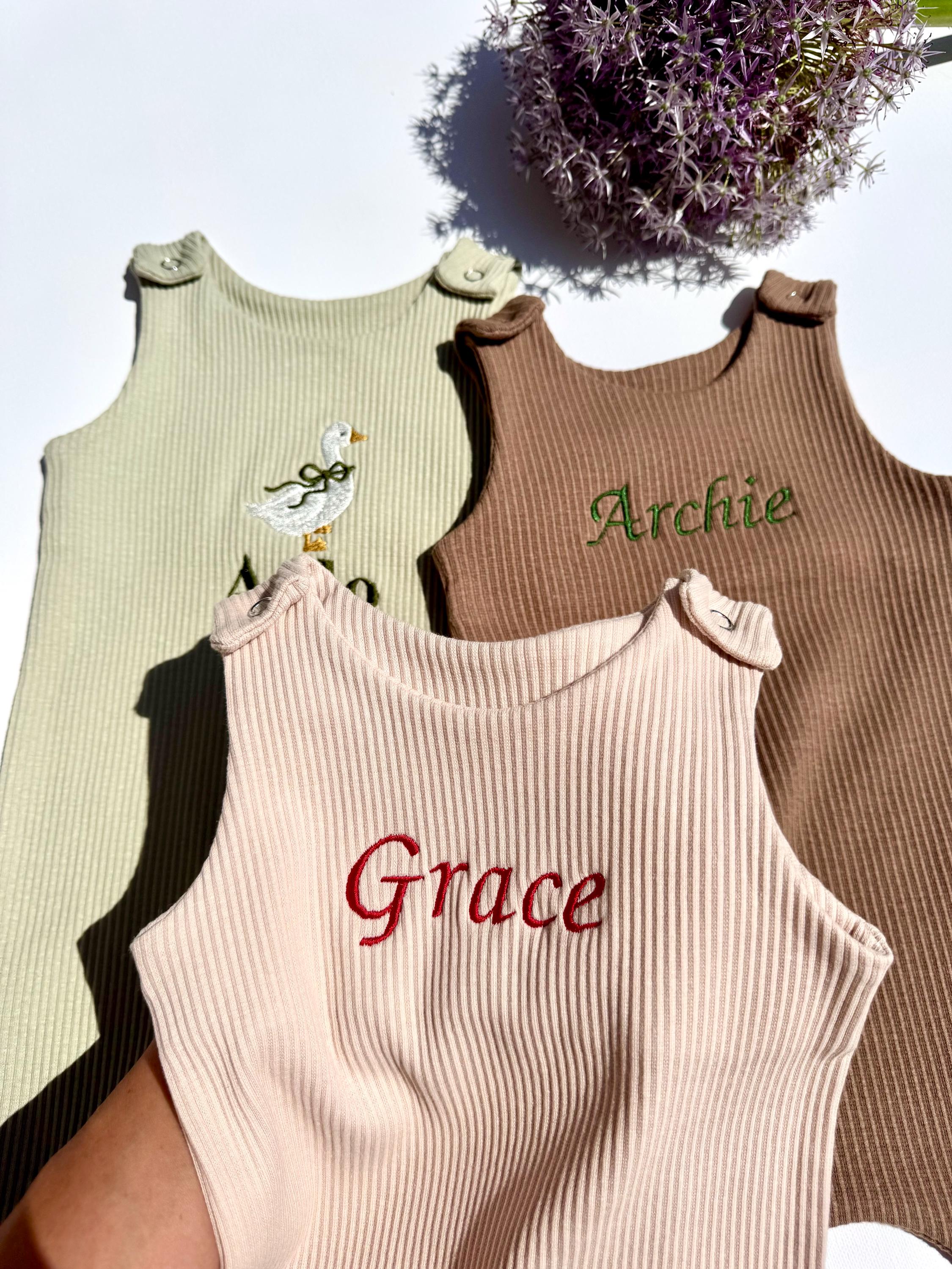 Christmas Personalised Baby Gift Dungarees Romper First Birthday or Baby Announcement and Baby Shower Gift Name Christmas Personalized Gift