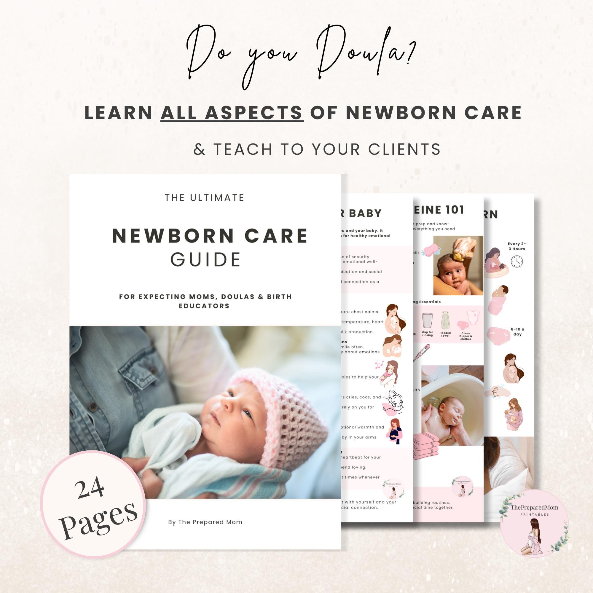 Newborn Care Guide, Newborn Care Training Manual, Editable Doula Handouts, Antenatal Class Teaching Materials, Postpartum Education Course