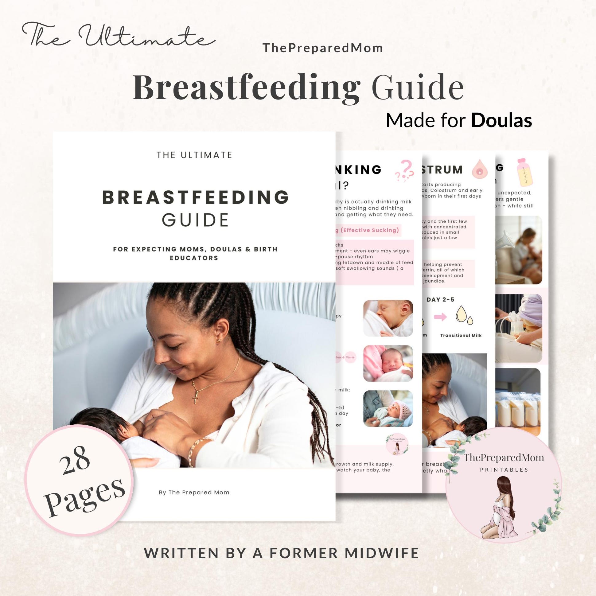 Breastfeeding Guide for Doulas & Educators, Canva Client Handouts, Newborn Feeding Education, Class Posters, Lactation Consultant Templates