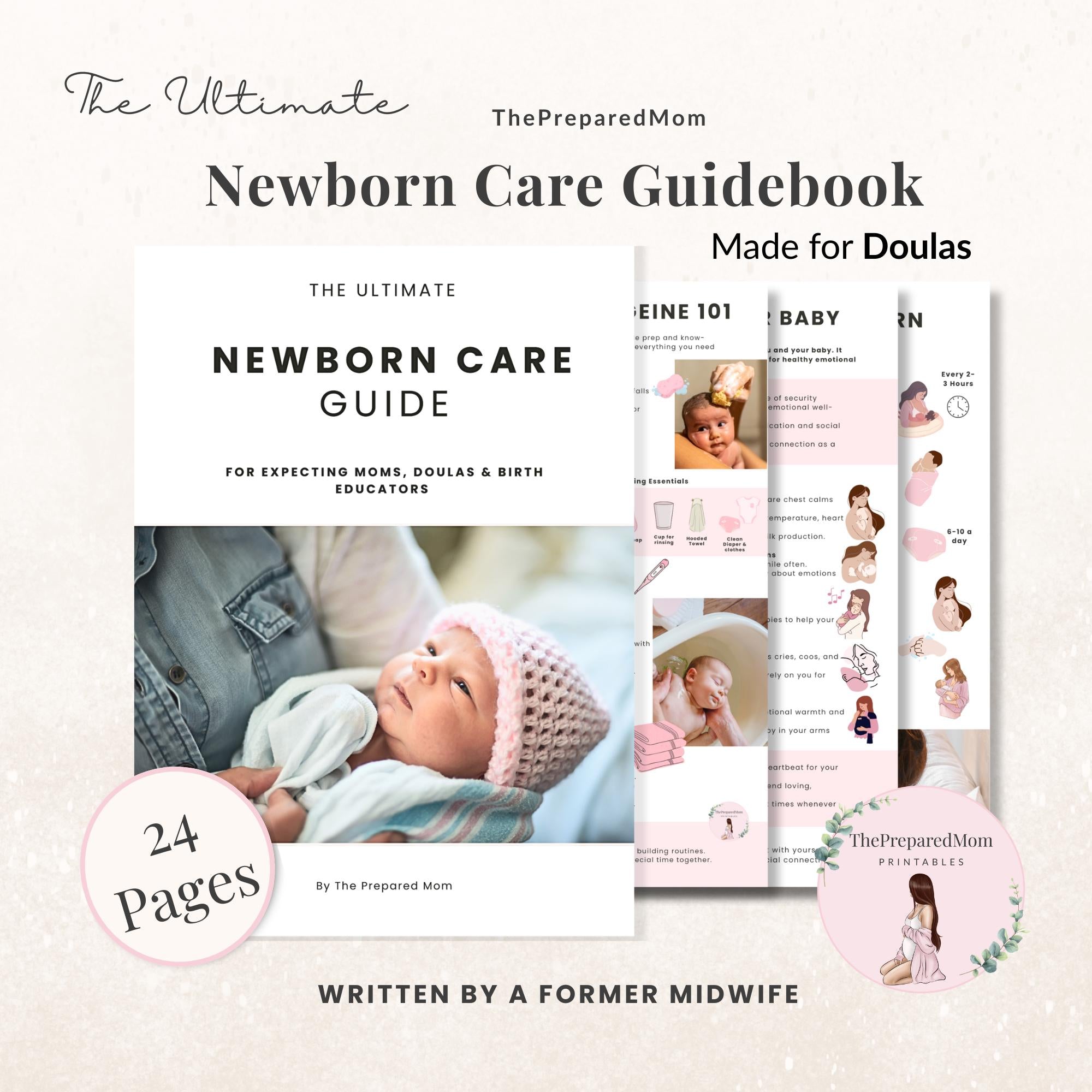Newborn Care Guide, Newborn Care Training Manual, Editable Doula Handouts, Antenatal Class Teaching Materials, Postpartum Education Course