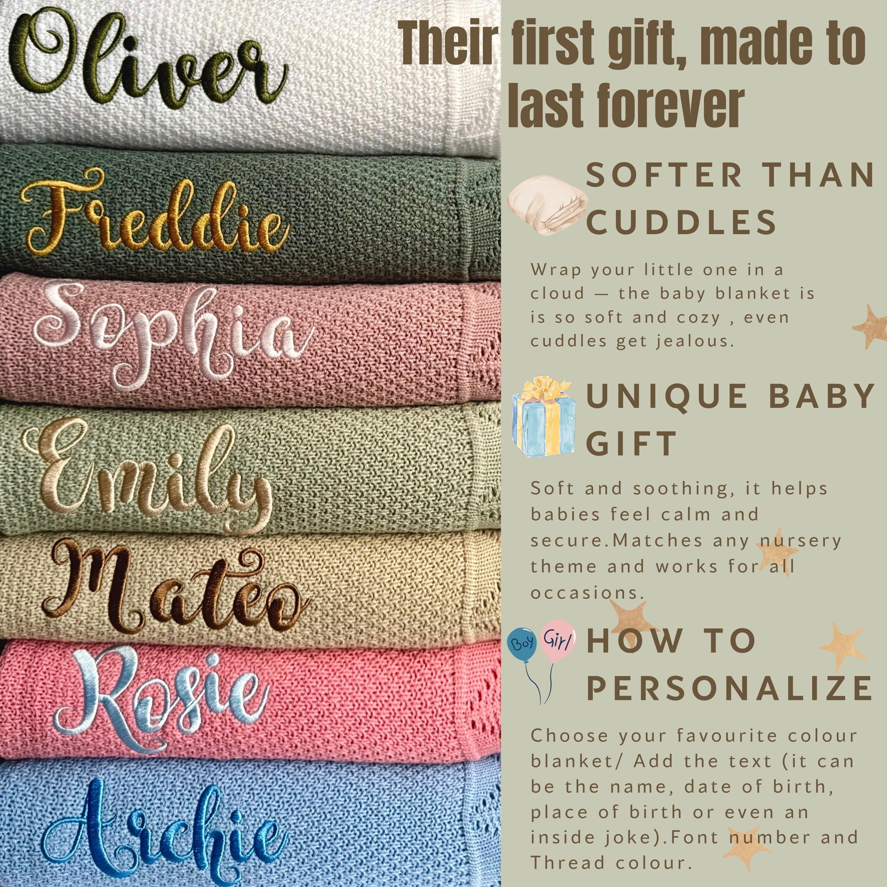Personalized Baby Blanket Soft Knit Custom Baby Name Blanket Baby Shower Gift Newborn Blanket Keepsake Gift for Baby