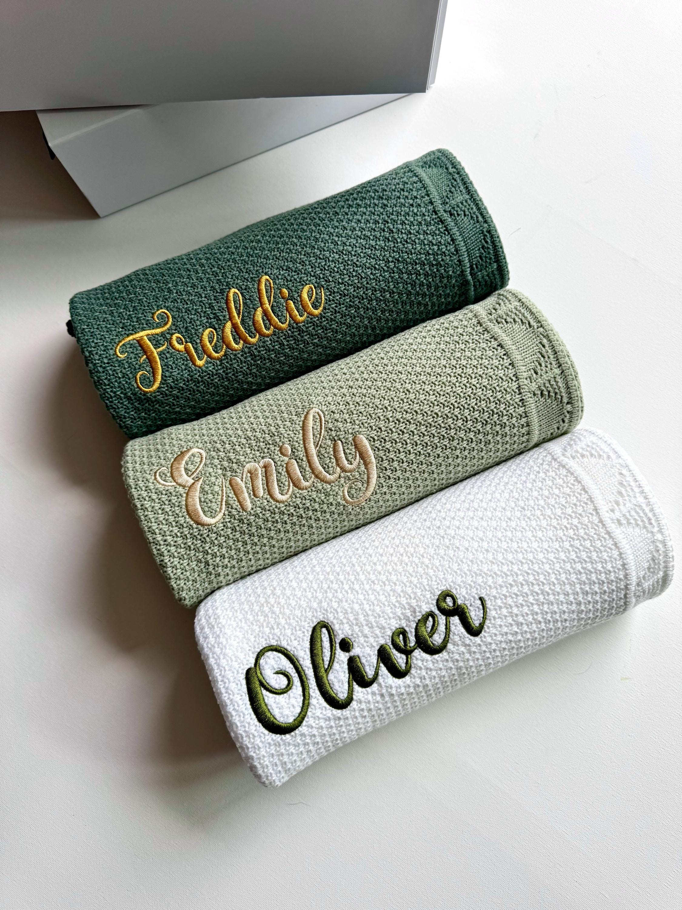 Personalized Baby Blanket Soft Knit Custom Baby Name Blanket Baby Shower Gift Newborn Blanket Keepsake Gift for Baby