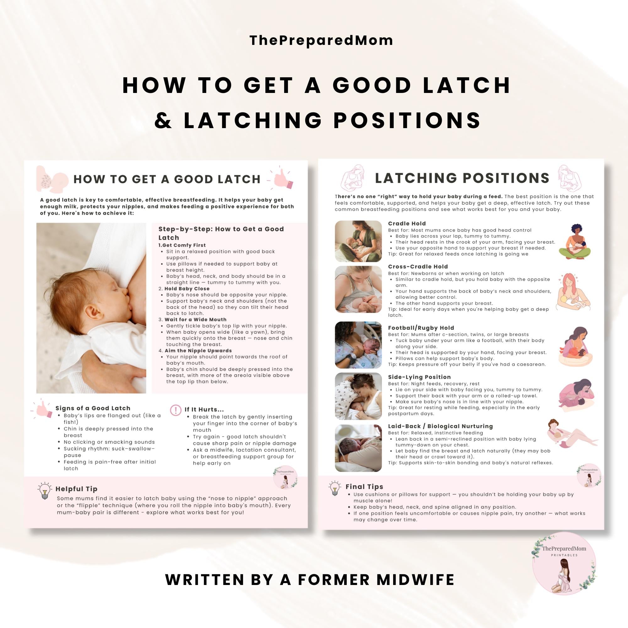 Breastfeeding Guide for Doulas & Educators, Canva Client Handouts, Newborn Feeding Education, Class Posters, Lactation Consultant Templates