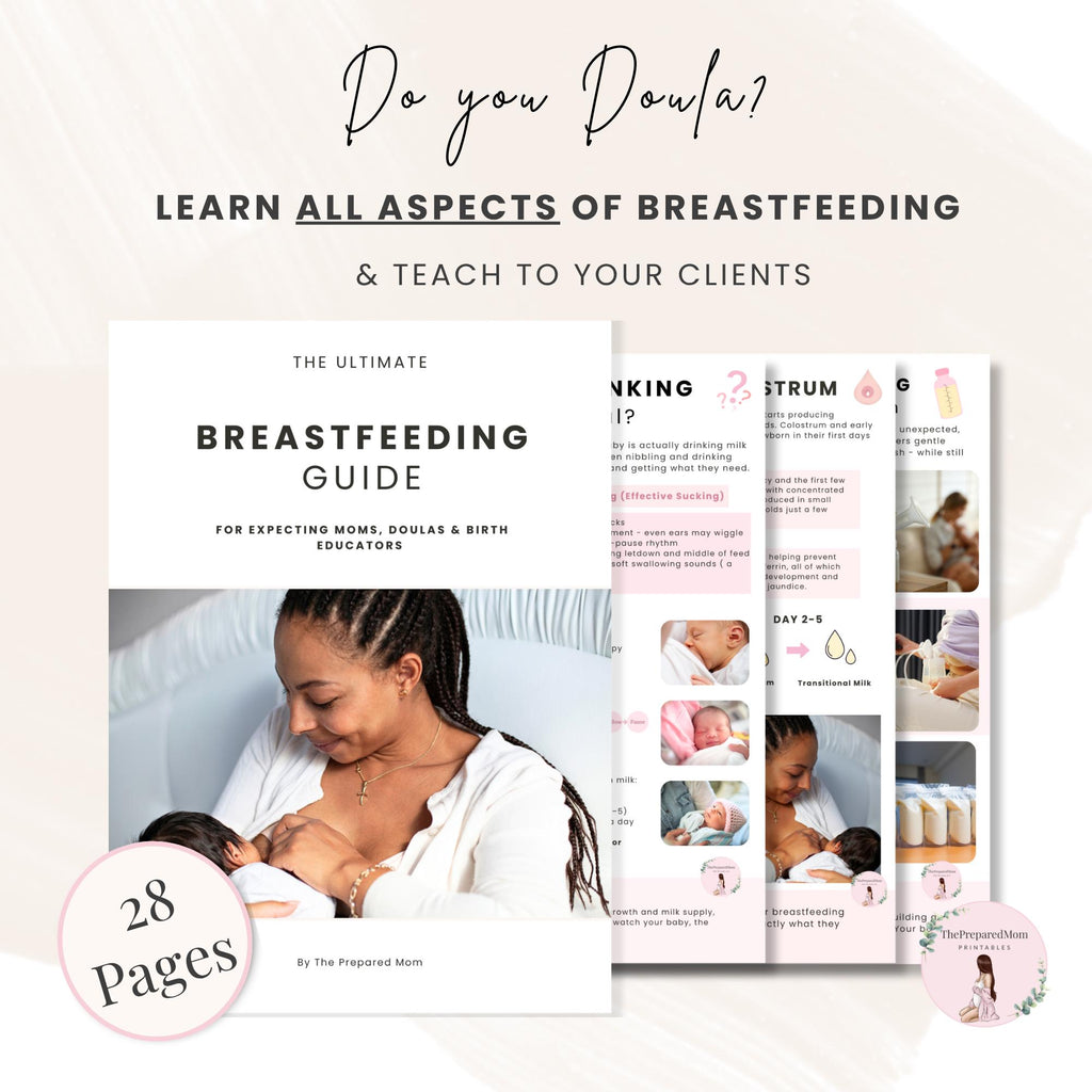 Breastfeeding Guide for Doulas & Educators, Canva Client Handouts, Newborn Feeding Education, Class Posters, Lactation Consultant Templates