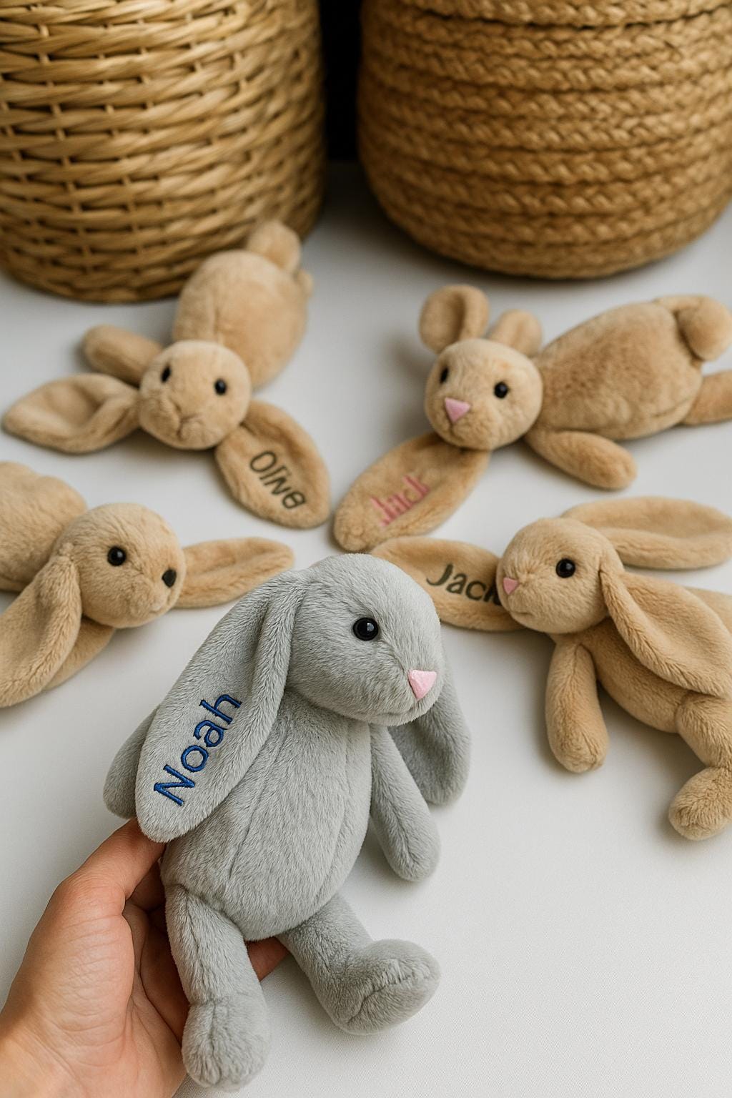 Personalised Bunny Rabbit, New Baby Gift, Customised Plush Soft Toy, Your Name Teddy, Cuddly Toy, Girls Boys Baby Shower Gift Christmas