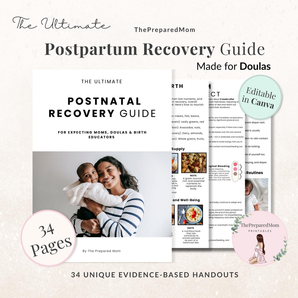 Ultimate Postpartum Recovery Guide, Printable Doula Handouts, Postnatal Prep Guide, Prenatal Preparation, Antenatal Class Teaching Materials