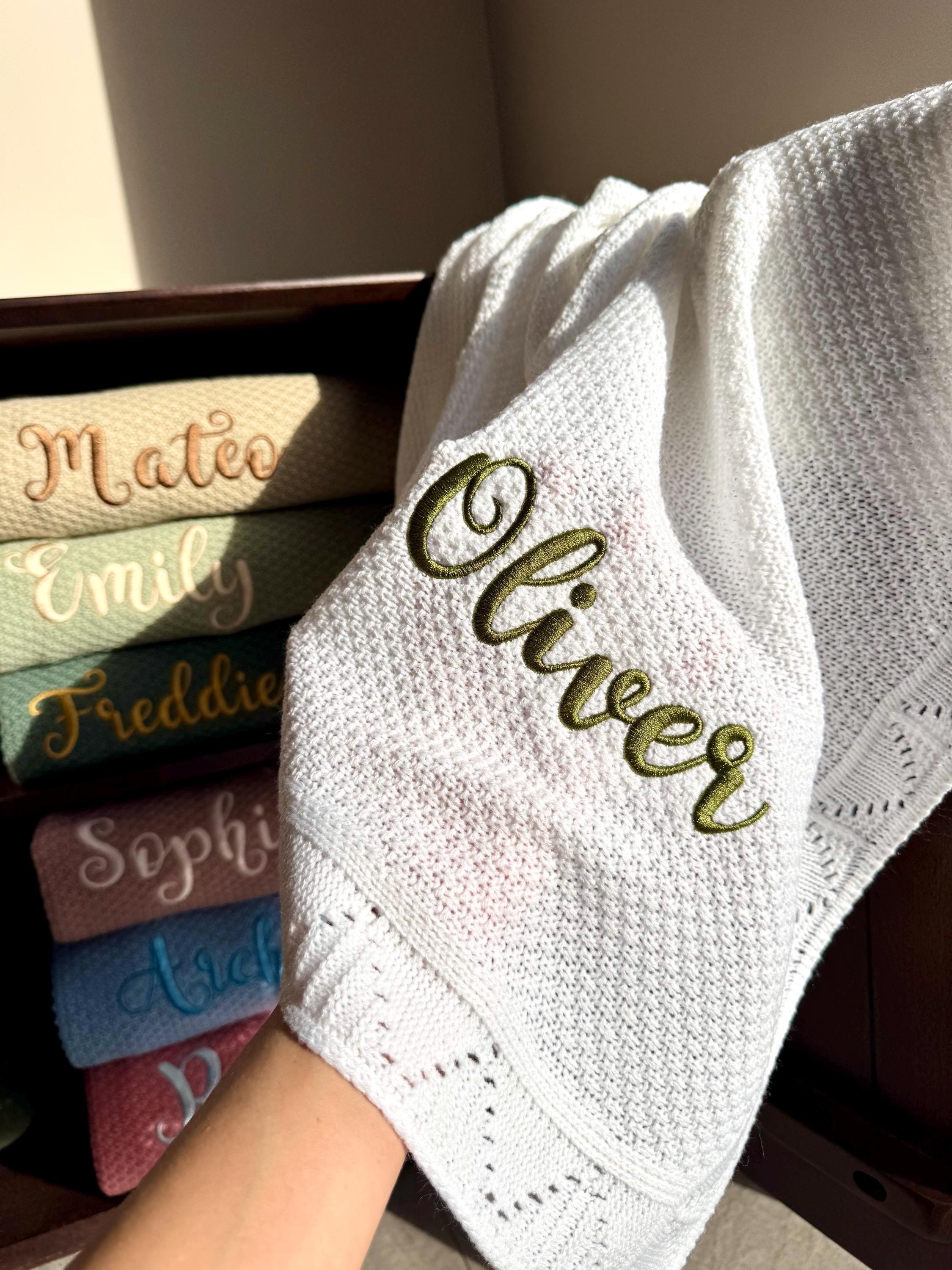 Personalized Baby Blanket Soft Knit Custom Baby Name Blanket Baby Shower Gift Newborn Blanket Keepsake Gift for Baby