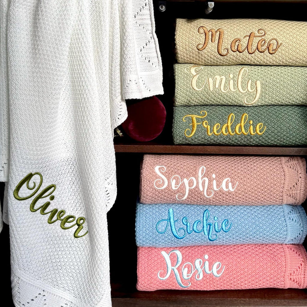 Personalized Baby Blanket Soft Knit Custom Baby Name Blanket Baby Shower Gift Newborn Blanket Keepsake Gift for Baby